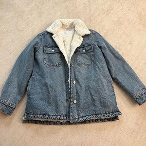 Shearling lined denim chore coat